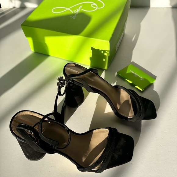 Sam Edelman Kia Sandals Black Leather Block Heels - Picture 10 of 11